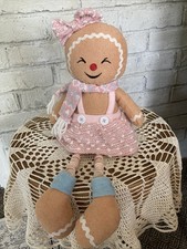 Adorable Gingerbread Girl 19” Pastel Shelf Sitter Christmas Home Decor New picture