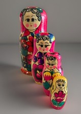 Vintage Marushka Russian Nesting Doll - 4 Dolls Pink  picture