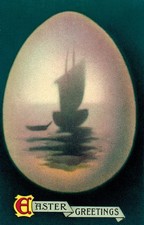 Antique Easter Postcard Sailing Ships Boats Inside Egg c1912 Germany D1 picture