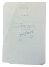 Actor & Comedian Jack Benny 1949 TSL Signed Auto Letter Letterhead picture