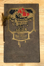 ANTIQUE 1928 ELKHART INDIANA HIGH SCHOOL AUTOGRAPH & REGISTER BOOKLET- UNUSED picture