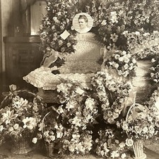 Antique Cabinet Card Photograph Post Mortem Woman Coffin ID Hilda Gustafsen picture