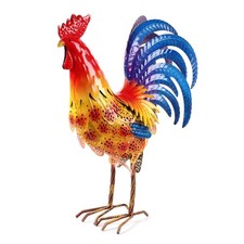 Metal Rooster Yard Art Outdoor Decor Metallic Roosters Chicken Garden Statue ... picture