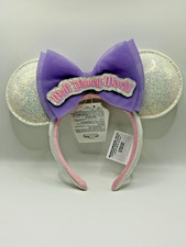 BNWT  Walt Disney World Minnie Mouse Ears Headband Glitter White Pink & Lavender picture