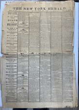 1865 New York Herald Apr. 16 Lincoln Assassination Front Section Newspaper picture