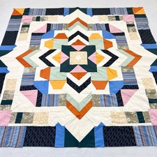 Original Cosmic Jewels Handmade Cotton Queen Patchwork quilt top/topper picture