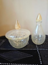 Vintage Archimede Seguso Lacework perfume bottle & lidded vanity jar picture