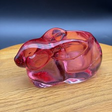 Vintage Pink Bunny Rabbit Figurine Votive Candle Holder Easter Indiana Glass picture