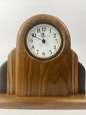 Schlabaugh & Son Art Deco MCM Style Solid Wood Desk Shelf Clock Nice Rare picture