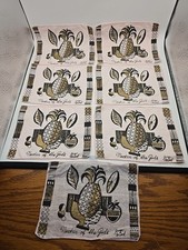 Vtg Georges Briard Linen Cocktail Napkins Set 7 Nectar Of The Gods Barware picture