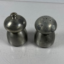 Vintage Italian Pewter Salt Shaker and Pepper Mill Set Made in Italy Mushroom picture