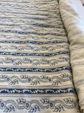 Rare Vtg Thomas Strahan Frankton Stripe Canvas Fabric 50x218” Colonial Blue picture