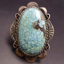 BETTA LEE Navajo BLUE WATERWEB TURQUOISE Sterling Silver RING size 9.25 picture