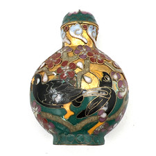 19th Century Chinese Cloisonne & Brass Bird Snuff Bottle Lovely Condition 2.5