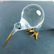 W.B. Taylor Kiwi Borosilicate Crystal 24k Gold Figurine New Zealand Vintage picture