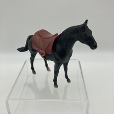 Vintage 1975 Breyer Molding Company Miniature Black Horse w/ Brown Saddle, 3'' picture