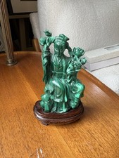 Green Chinese Hand-Carved Malachite Figurine Of Guanyin picture