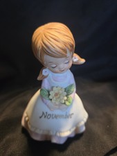 Vintage Kelvin November Birthday Girl Figurine C-775 Flower Month Mums Ceramic picture