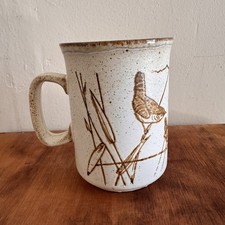 Vtg Dunoon Ceramics Stoneware Coffee Tea Mug Wren Birds On Branch Made Scotland picture