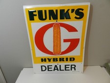 VINTAGE ADVERTISING SIGN-FUNK'S HYBRID DEALER SIGN- VINTAGE FARM- AGRICULTURE picture