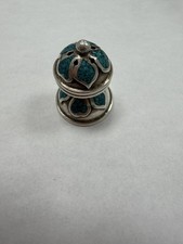Rare Vintage Miniature Sterling 925 Turquoise Navajo Pottery 23.8g 1.65inch L102 picture