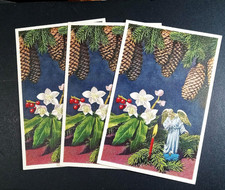 Vtg Alfred Mainzer Christmas Postcards- Pine Cones,Lilies,Angel  Switzerland picture