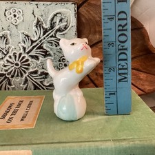 Porcelain Vintage Kitten On Ball Cat Crazy Cat Lady Gift Figurine picture