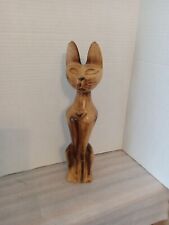 Vintage Monkey Pod Wood Carved Siamees  Cat picture