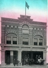 1910 Waterloo, IA Fire Station No. 2 Postcard Horse Drawn Engine Carriage Dog picture