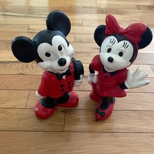 Vintage Mickey and Minnie Mouse Figurine Set Walt Disney Productions Red Black picture