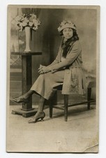 Flowers Everywhere, Antique Rppc Photo, Beautiful African American Woman picture