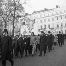 Almost 200 Basques in Belgrave Square in London to stage a pea- 1971 Old Photo picture