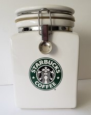 **Rare Find** White Starbucks Coffee, Tea, Cookie Canister. Made in Japan. picture