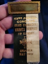 1931 KNIGHTS TEMPLAR masonic medal Grand Commandery of  KANSAS - at Emporia picture