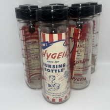 Lot of 6 Vintage Hygeia Screw-Top Baby Nursing Bottles (Glass) picture