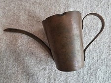 Antique Copper Watering Can Drum Gold 807 Vintage Stamped Water Pitcher Feeder picture