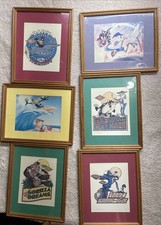 Vtg 1994 LOONEY TUNES Lot Of 6 Framed Litho Art Bugs Taz Daffy Porky Wiley 12X15 picture
