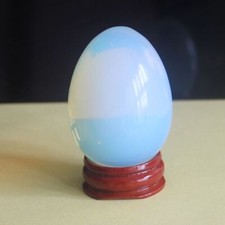 1.92'' Crystal white opalite egg with wood stand chakra stones reiki healing picture