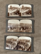 Italian Stereoview Card Lot of 3 Rome Colosseum Italy picture