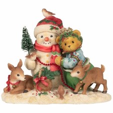 Cherished Teddies Girl w/ Winter Snowman & Animals Figurine 534250 Christmas New picture