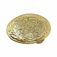 Vintage Western Gold Tone Scalloped Floral Scrollwork Belt Buckle picture