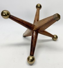 MCM Wooden Jack 8” Vintage Wood Brass picture