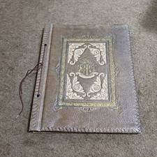 Vintage Harlich Embossed Leather Scrapbook Photograph Album Blank Paper Pages picture