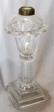Antique Sandwich flint glass lamp whale oil kerosene brass pressed 19th century picture