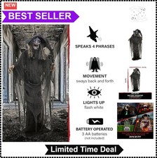 Life Size Animatronic Talking Witch 5.8 Ft Touch Activated LED Lights Sound picture