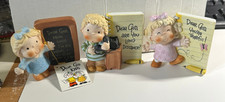 3 Vintage 1982 Enesco Dear God Kids Porcelain Bisque Figurines, Telephone, Mom picture