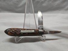 Antique Utica Cutlery Co PETERS SHOES Two Blade Folding Pocket Knife  picture