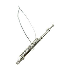 Miniature Silver Flute Musical Instrument Realistic Ornament Marching Band Gift picture