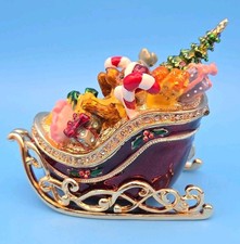 Keren Kopal Christmas Carriage Santa's Sleigh Trinket Box CR744 Crystals 2013 picture