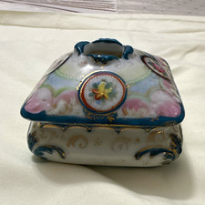 Antique Galluba Hofmann Porcelain Hair Receiver Germany Floral Art Nouveau 1905 picture